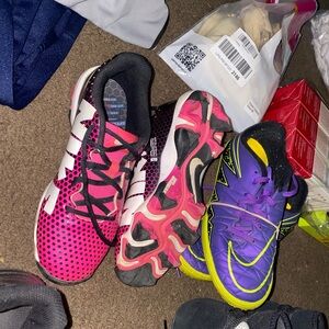 Adidas Pink and Black Athletic Shoes with Mesh Design